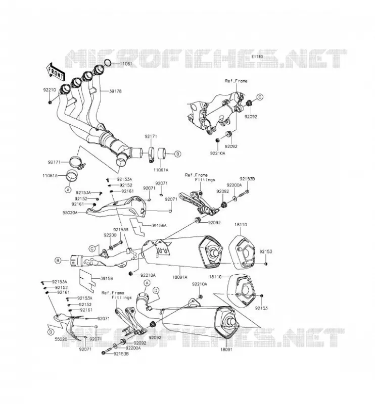 &Eacute;CHAPPEMENT Kawasaki MOTOS 1400 2015 ZZR1400 ABS  ZX1400FFFA