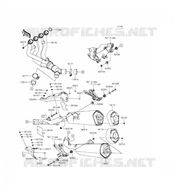 &Eacute;CHAPPEMENT Kawasaki MOTOS 1400 2015 ZZR1400 ABS  ZX1400FFFA