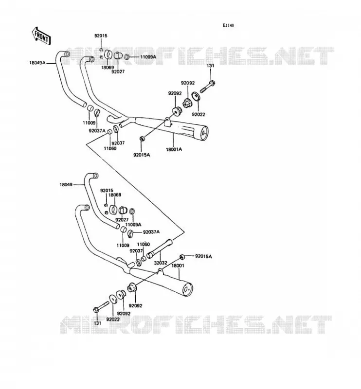 &Eacute;CHAPPEMENT Kawasaki MOTOS 400 1991 Z400FII  ZX400-C4