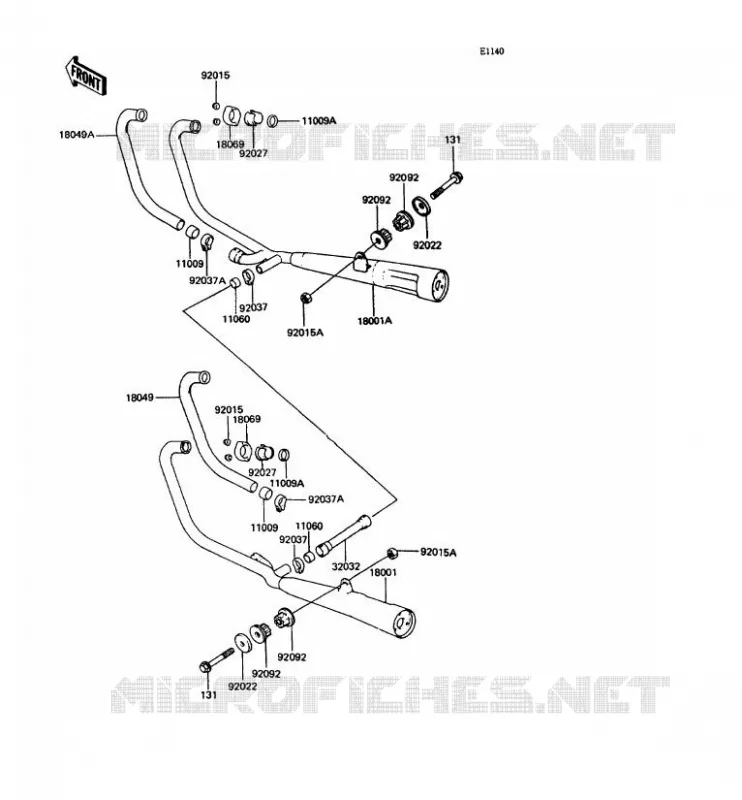&Eacute;CHAPPEMENT Kawasaki MOTOS 400 1994 Z400FII  ZX400-C5