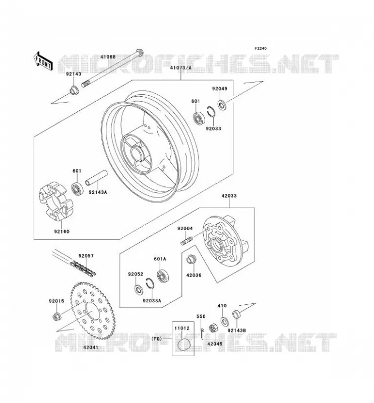MOYEU ARRIERE Kawasaki MOTOS 400 1993 ZXR400  ZX400-L3