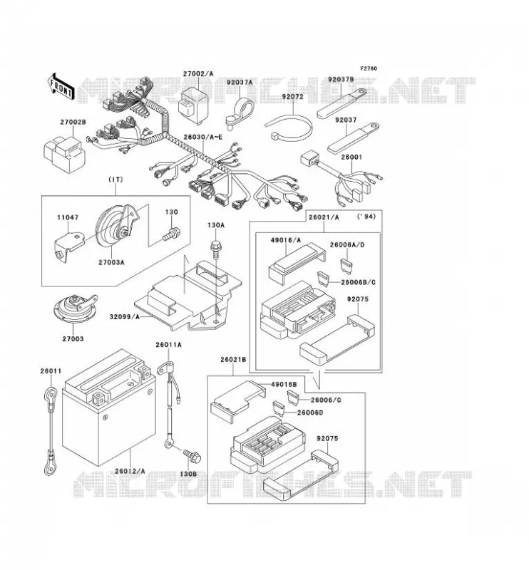 CHASSIS EQUIPMENT ELECTRIQUE Kawasaki MOTOS 400 1994 ZXR400  ZX400-L4