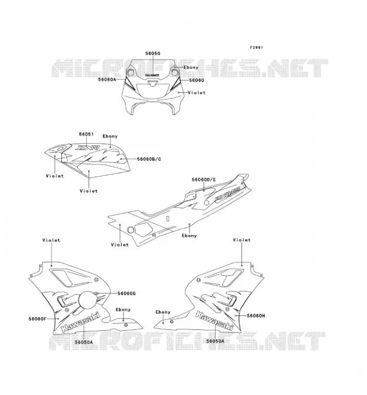 STICKER(EBONY/VIOLET) Kawasaki MOTOS 400 1994 ZXR400  ZX400-L4