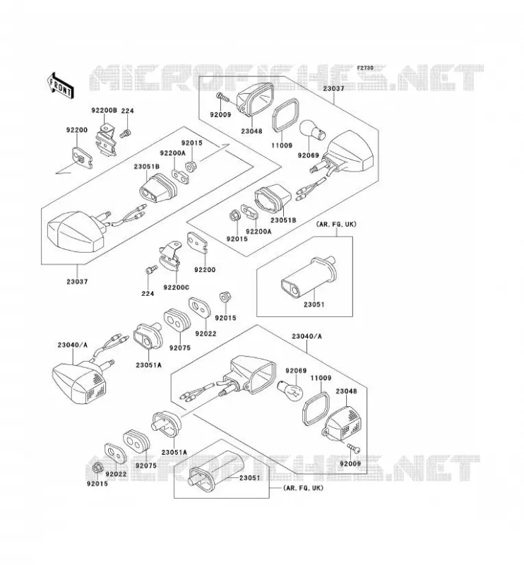CLIGNOTANTS Kawasaki MOTOS 400 1997 ZXR400  ZX400-L7