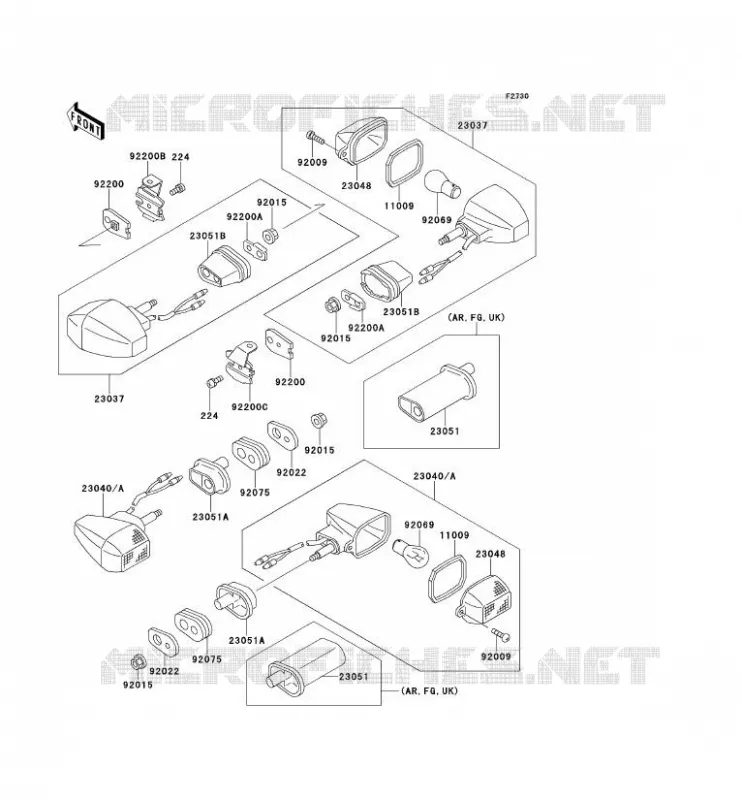 CLIGNOTANTS Kawasaki MOTOS 400 1997 ZXR400  ZX400-L7