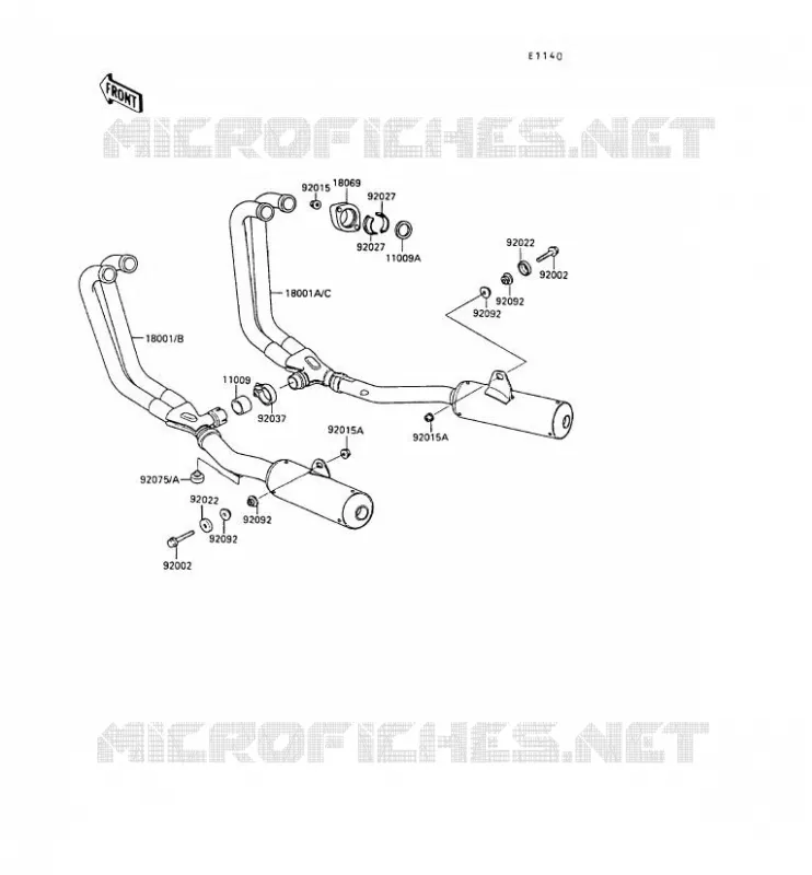 &Eacute;CHAPPEMENT Kawasaki MOTOS 500 1990 GPX500R  ZX500-B3