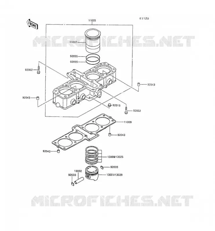 CYLINDRE/PISTON Kawasaki MOTOS 500 1990 GPX500R  ZX500-B3