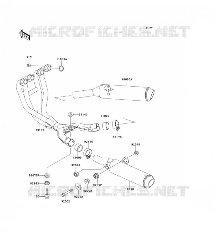 &Eacute;CHAPPEMENT Kawasaki MOTOS 500 1990 ZZR500  ZX500-C1