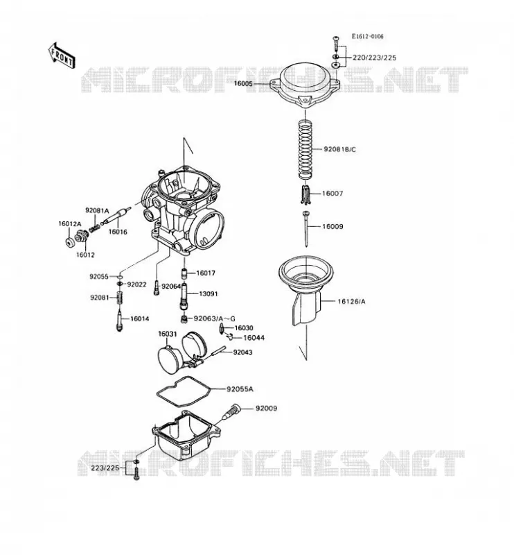 PI&Egrave;CES DE CARBURATEUR Kawasaki MOTOS 600 1994 GPX600R  ZX600-C7