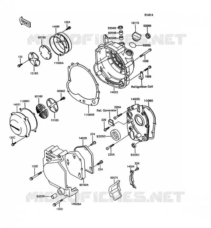 COUVERCLES MOTEUR Kawasaki MOTOS 600 1995 GPX600R  ZX600-C8