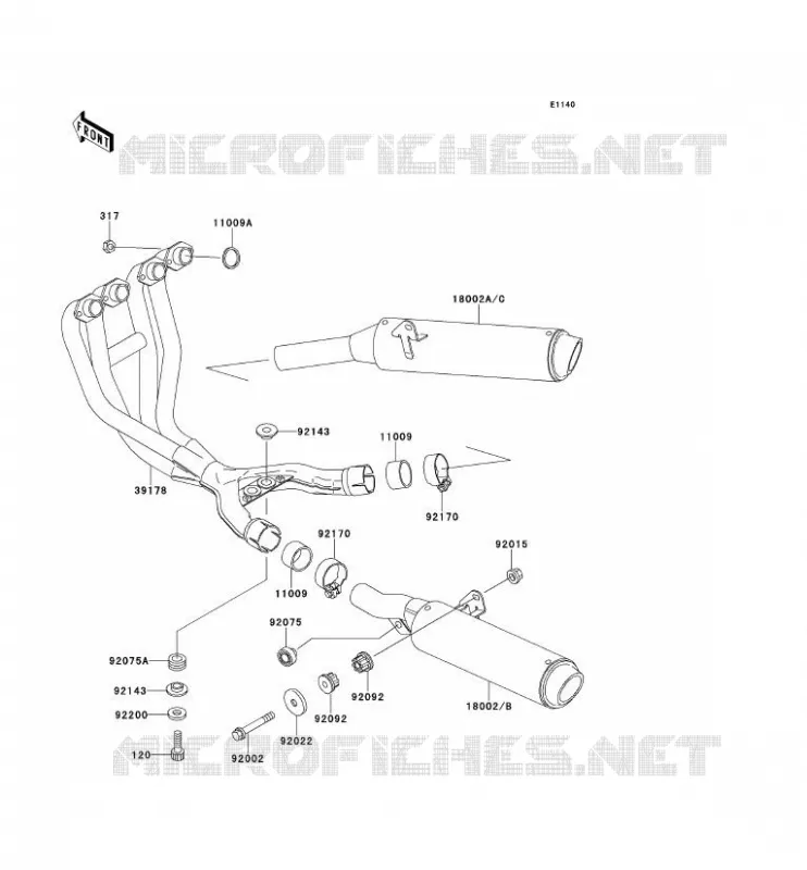 &Eacute;CHAPPEMENT Kawasaki MOTOS 600 1990 ZZR600  ZX600-D1