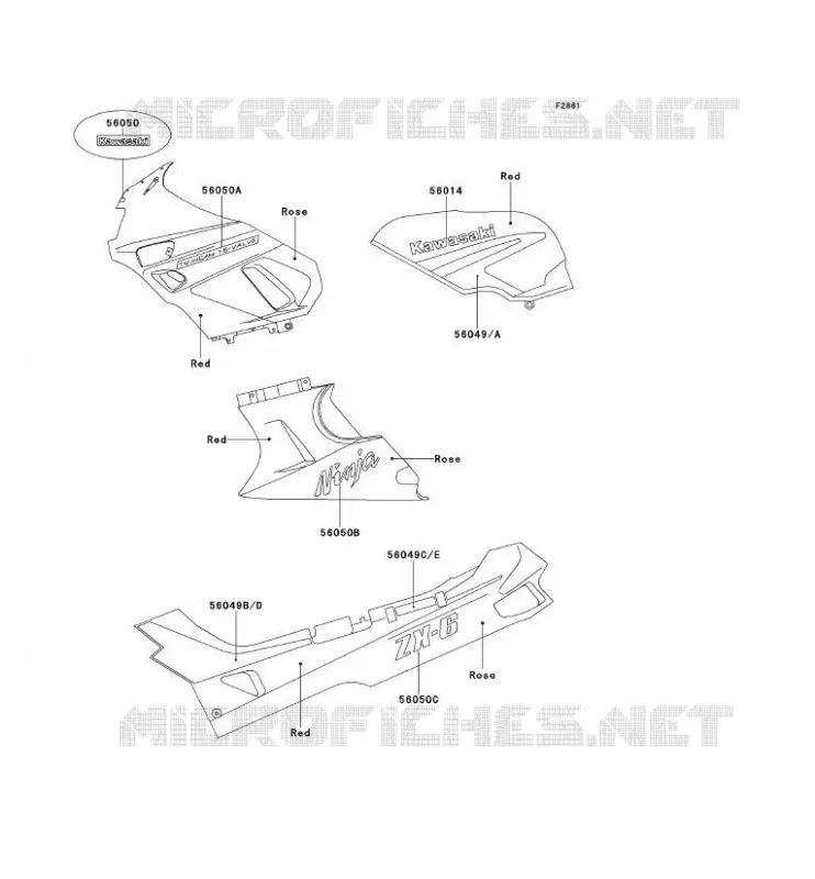 STICKER(ROUGE/ROSA) Kawasaki MOTOS 600 1991 ZZR600  ZX600-D2