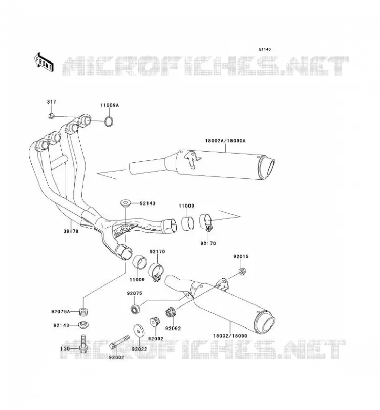 &Eacute;CHAPPEMENT Kawasaki MOTOS 600 1993 ZZR600  ZX600-D4