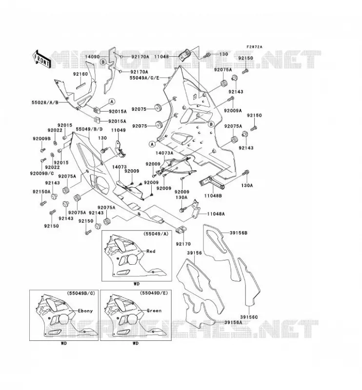 CARENAGE INFERIEUR Kawasaki MOTOS 600 1996 NINJA ZX-6R  ZX600-F2