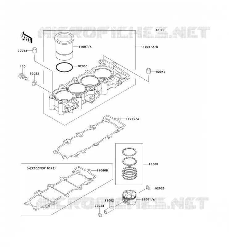 CYLINDRE/PISTON Kawasaki MOTOS 600 1997 NINJA ZX-6R  ZX600-F3