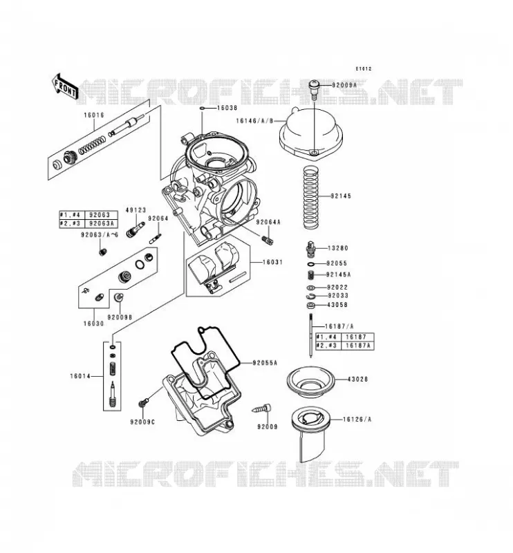 PI&Egrave;CES DE CARBURATEUR Kawasaki MOTOS 600 1999 NINJA ZX-6R  ZX600-G2