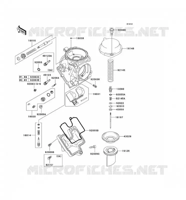PI&Egrave;CES DE CARBURATEUR Kawasaki MOTOS 600 2000 NINJA ZX-6R  ZX600-J1