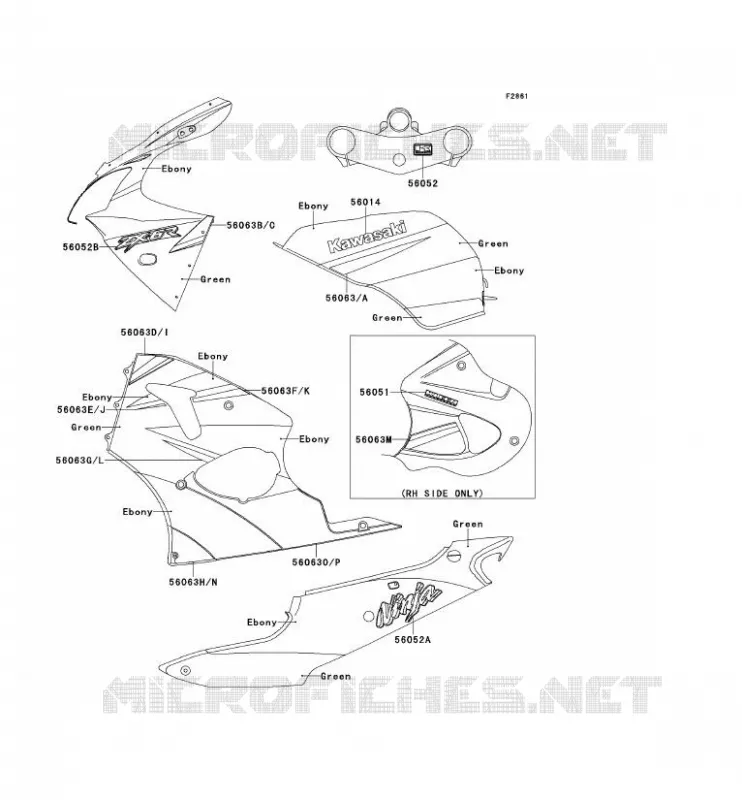 STICKER(EBONY/VERT) Kawasaki MOTOS 600 2000 NINJA ZX-6R  ZX600-J1P