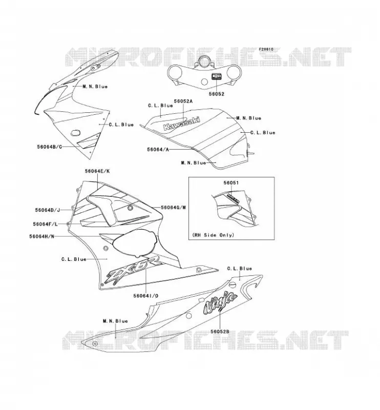 STICKER(C.L.BLEU/M.N.BLEU) Kawasaki MOTOS 600 2001 NINJA ZX-6R  ZX600-J2P