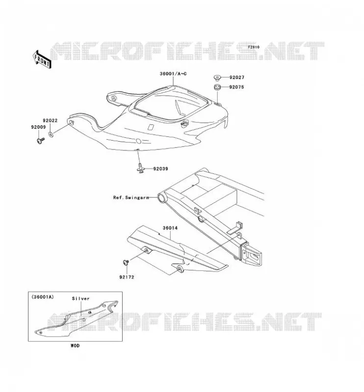 CACHE LAT&Eacute;RAL/GARDE CHAINE Kawasaki MOTOS 600 2007 ZZR600  ZX600J7F