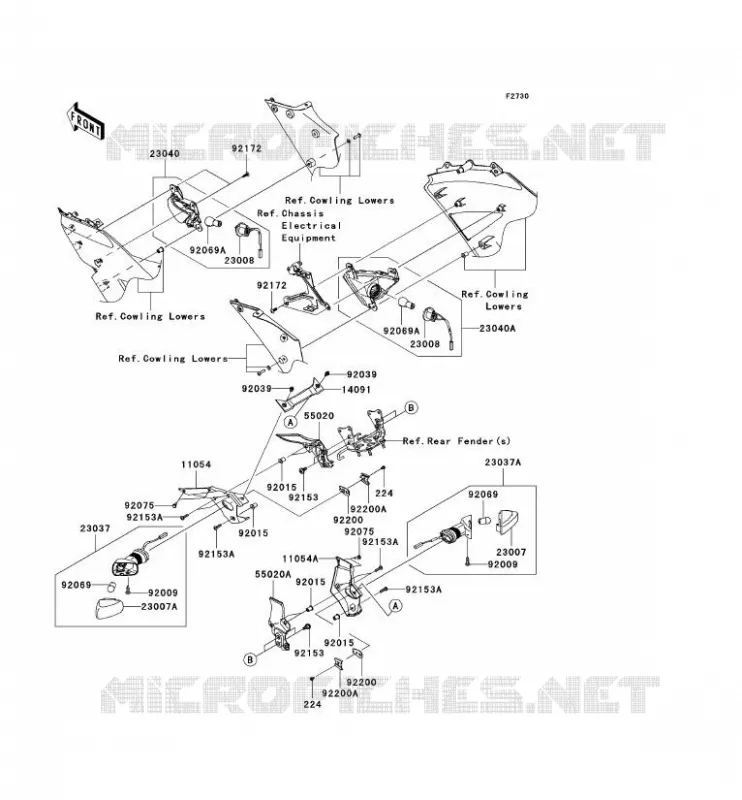 CLIGNOTANTS Kawasaki MOTOS 600 2007 NINJA ZX-6R  ZX600P7F