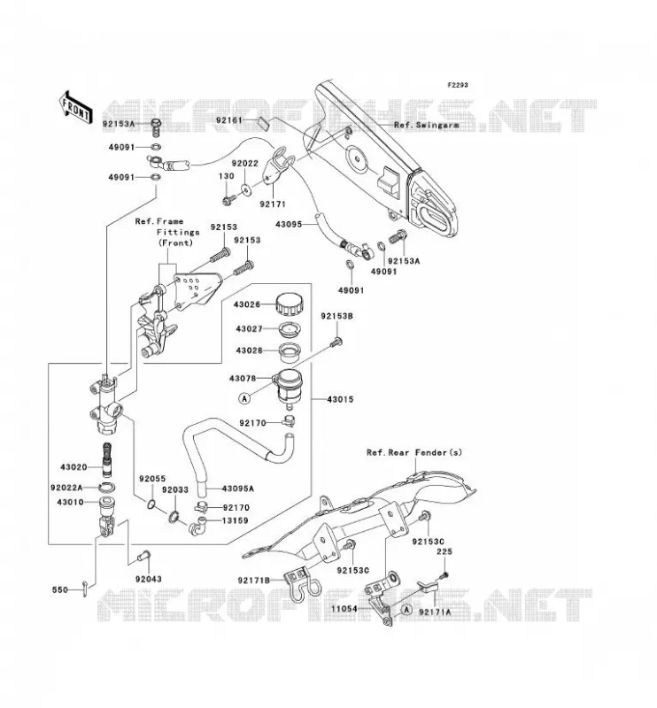MAITRE CYLINDRE ARRI&Egrave;RE Kawasaki MOTOS 600 2007 NINJA ZX-6R  ZX600P7F