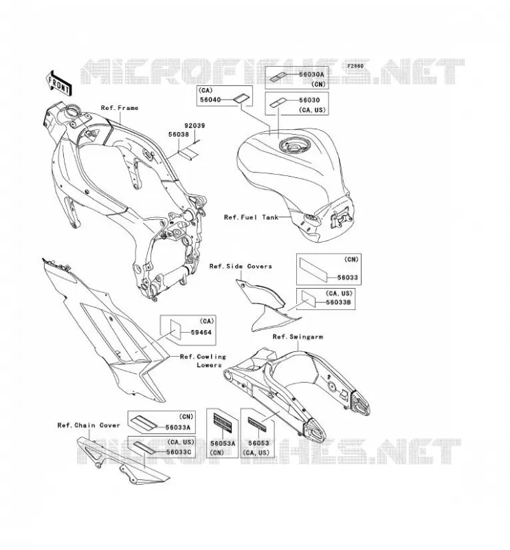 LABEL Kawasaki MOTOS 600 2008 NINJA ZX-6R  ZX600P8F