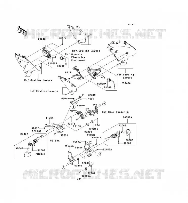 CLIGNOTANTS Kawasaki MOTOS 600 2008 NINJA ZX-6R  ZX600P8F