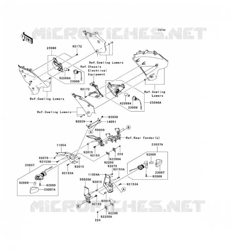 CLIGNOTANTS Kawasaki MOTOS 600 2008 NINJA ZX-6R  ZX600P8F