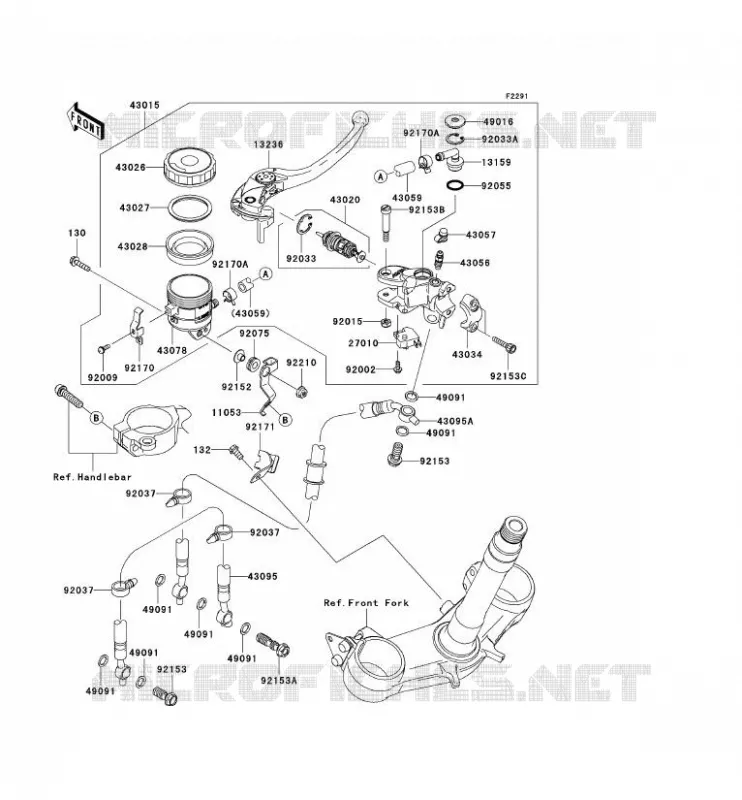 MAITRE CYLINDRE AV Kawasaki MOTOS 600 2008 NINJA ZX-6R  ZX600P8F