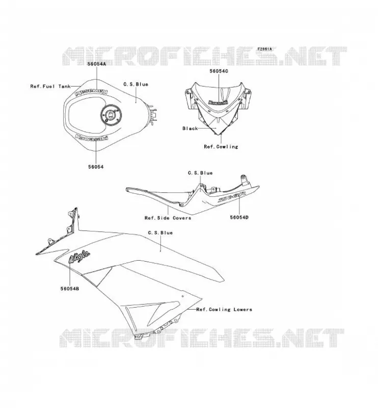 STICKER (C.S.BLEU) Kawasaki MOTOS 600 2009 NINJA ZX-6R  ZX600R9F