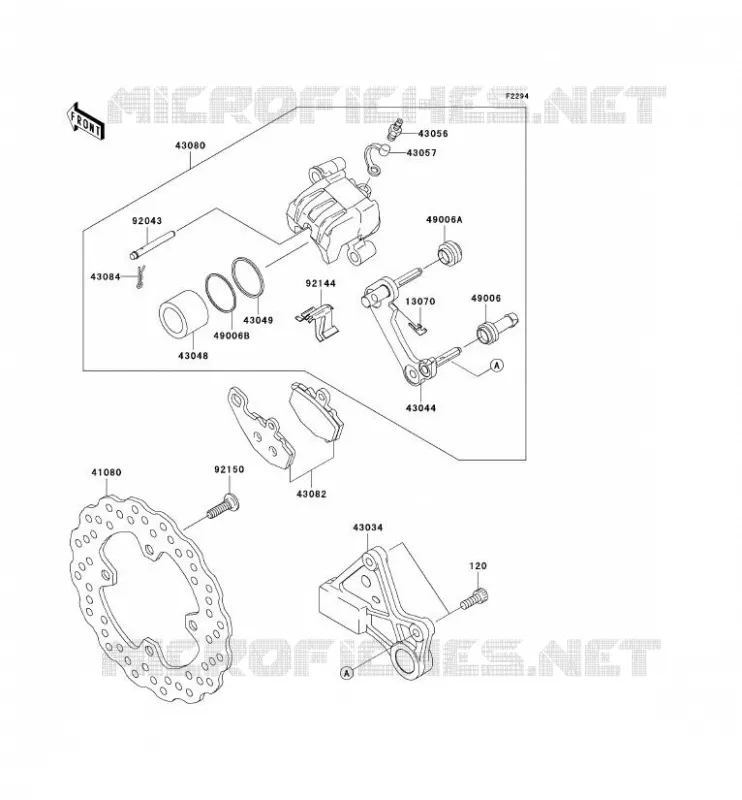 FREIN ARRIERE Kawasaki MOTOS 600 2010 NINJA ZX-6R  ZX600RAFA