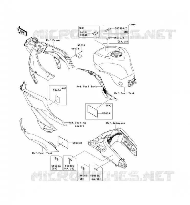 LABEL Kawasaki MOTOS 600 2010 NINJA ZX-6R  ZX600RAFA