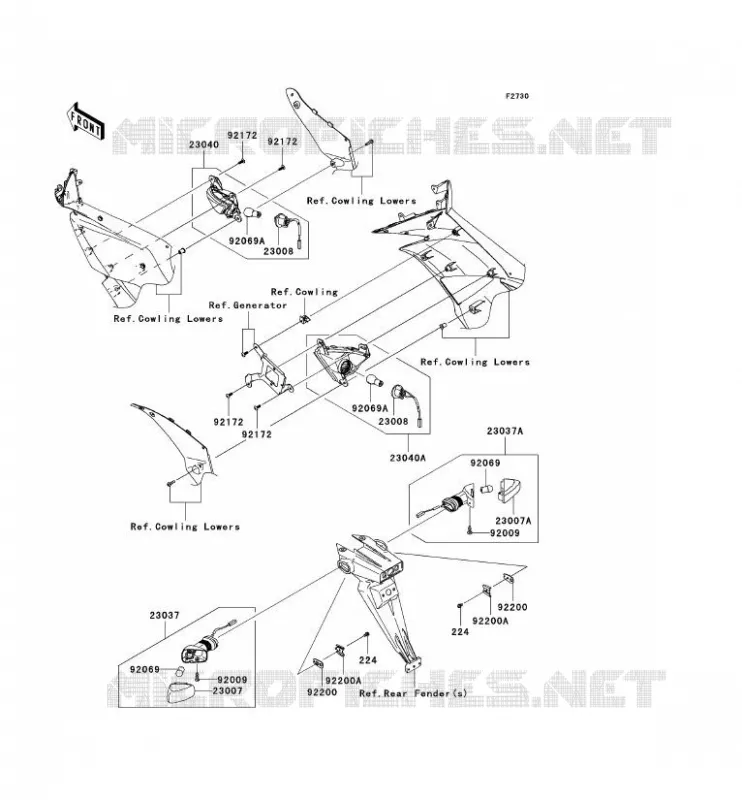CLIGNOTANTS Kawasaki MOTOS 600 2011 NINJA ZX-6R  ZX600RBF