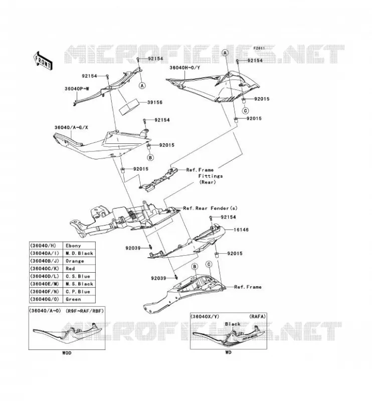 CACHE LAT&Eacute;RAL Kawasaki MOTOS 600 2011 NINJA ZX-6R  ZX600RBF