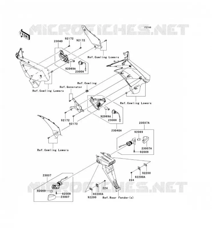 CLIGNOTANTS Kawasaki MOTOS 600 2011 NINJA ZX-6R  ZX600RBF