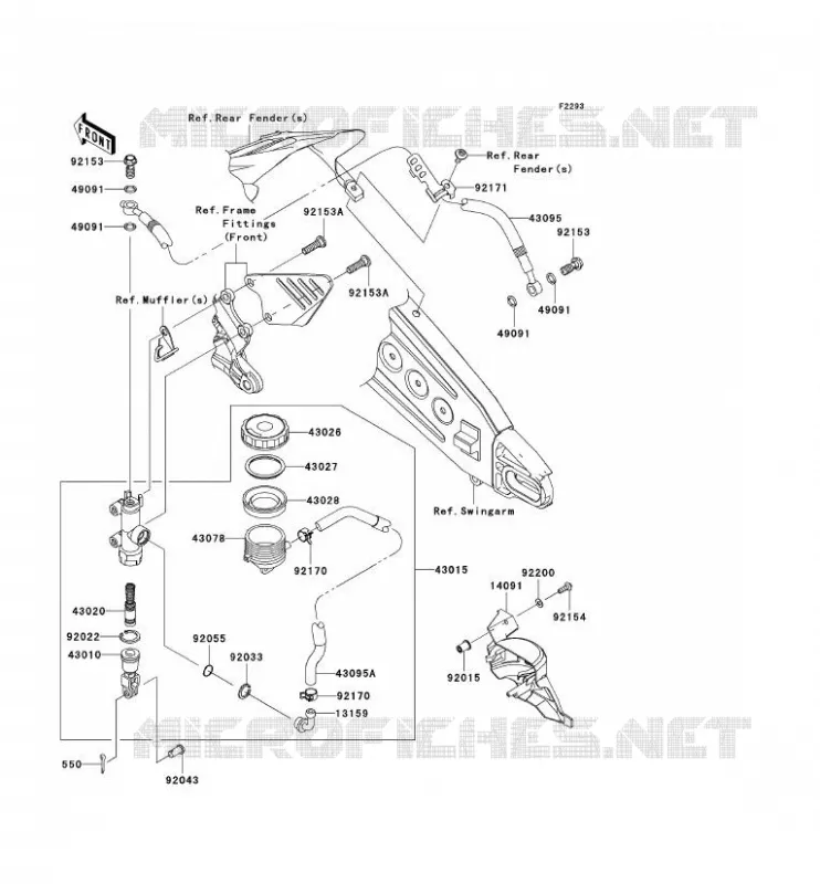 MAITRE CYLINDRE ARRI&Egrave;RE Kawasaki MOTOS 600 2011 NINJA ZX-6R  ZX600RBF