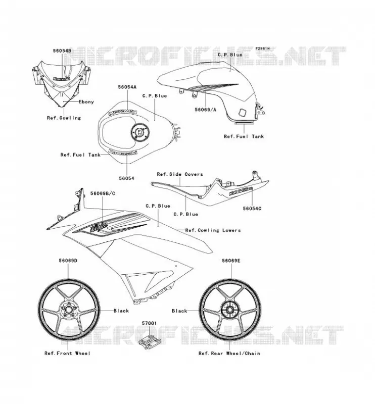 STICKER(C.P.BLEU)(CA,US) Kawasaki MOTOS 600 2011 NINJA ZX-6R  ZX600RBF