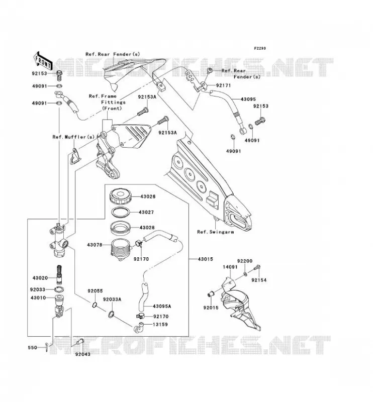 MAITRE CYLINDRE ARRI&Egrave;RE Kawasaki MOTOS 600 2011 NINJA ZX-6R  ZX600RBF