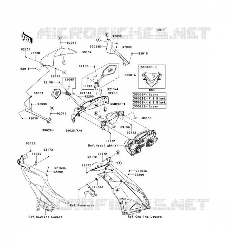 CARENAGE Kawasaki MOTOS 600 2012 NINJA ZX-6R  ZX600RCF