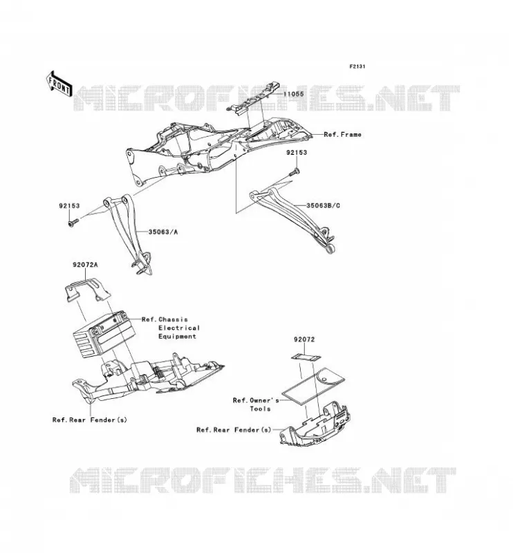 PIECE DE CADRE(ARRI&Egrave;RE) Kawasaki MOTOS 600 2012 NINJA ZX-6R  ZX600RCF