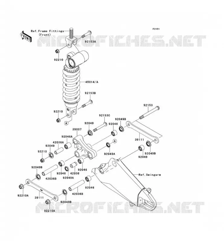 SUSPENSION/AMORTISSEUR Kawasaki MOTOS 600 2014 NINJA ZX-6R  ZX600REF