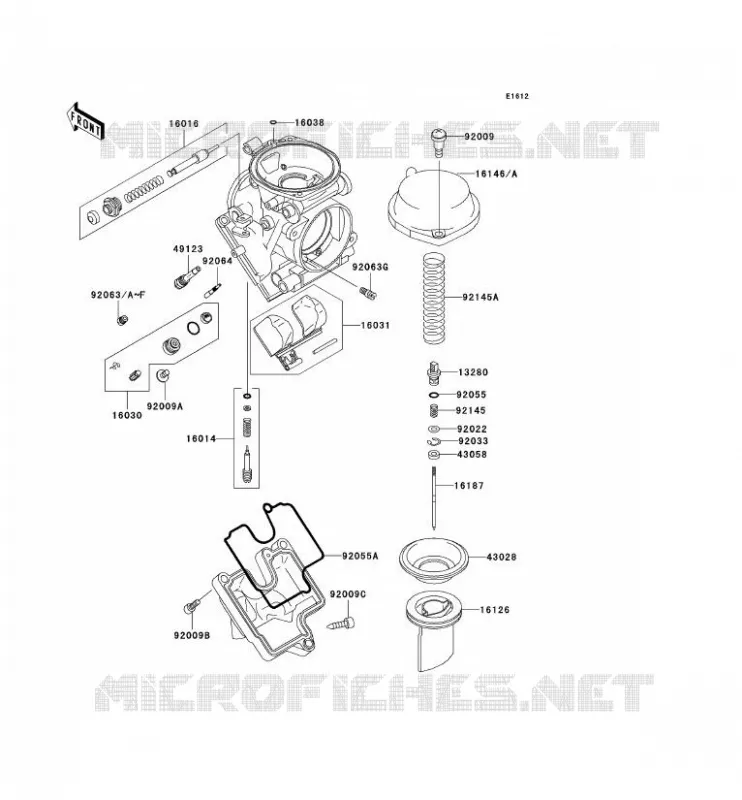 PI&Egrave;CES DE CARBURATEUR Kawasaki MOTOS 636 2002 NINJA ZX-6R  ZX636-A1P