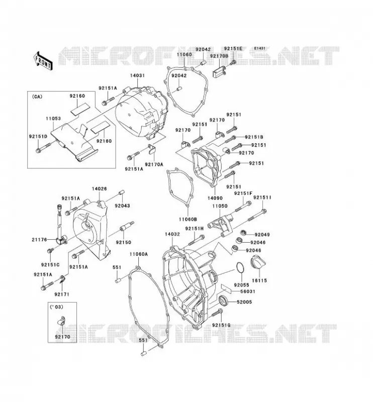 COUVERCLES MOTEUR Kawasaki MOTOS 636 2004 NINJA ZX-6R  ZX636-B2