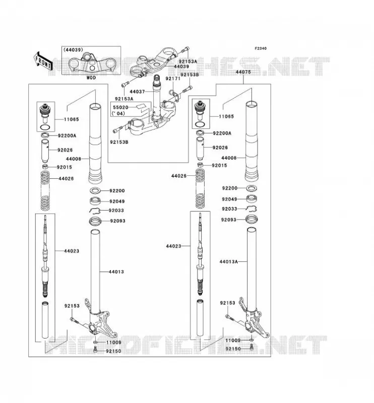 FOURCHE Kawasaki MOTOS 636 2004 NINJA ZX-6R  ZX636-B2