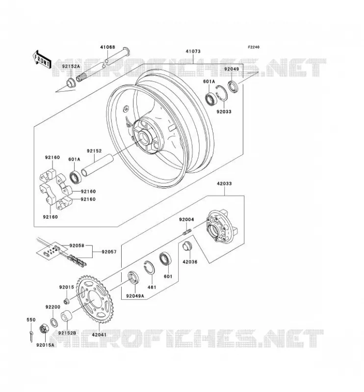 ROUE ARRI&Egrave;RE/CHAINE Kawasaki MOTOS 636 2004 NINJA ZX-6R  ZX636-B2