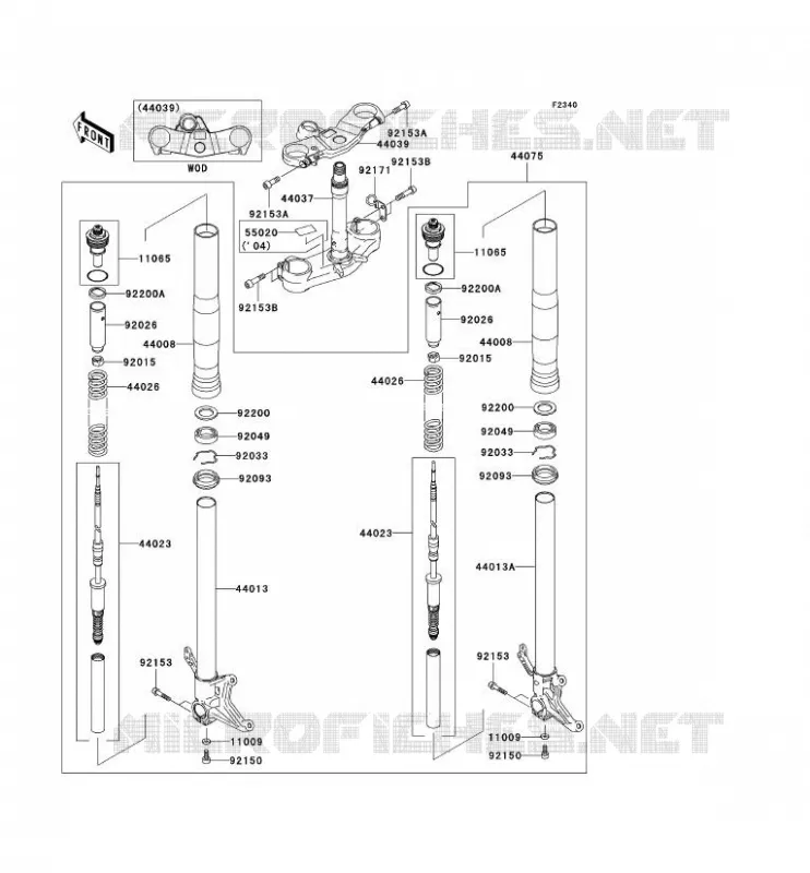 FOURCHE Kawasaki MOTOS 636 2004 NINJA ZX-6R  ZX636-B2