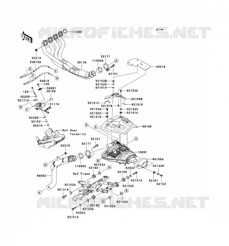 &Eacute;CHAPPEMENT Kawasaki MOTOS 636 2005 NINJA ZX-6R  ZX636-C1H
