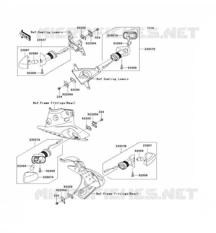 CLIGNOTANTS Kawasaki MOTOS 636 2006 NINJA ZX-6R  ZX636C6F