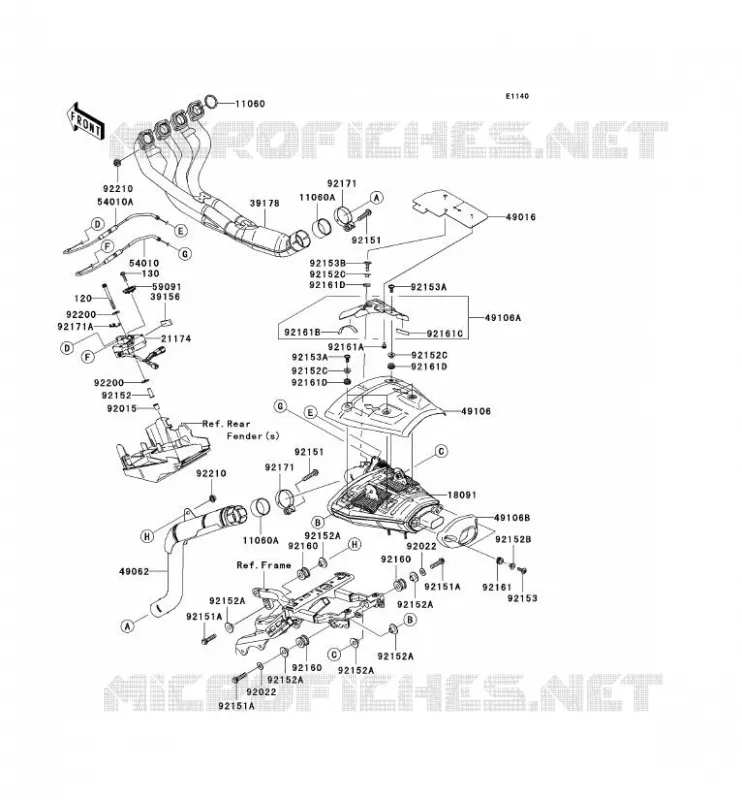 &Eacute;CHAPPEMENT Kawasaki MOTOS 636 2006 NINJA ZX-6R  ZX636C6F